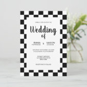 クラシックなモノクロタイルのフレーム 招待状 (スタンド正面)