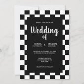 クラシックなモノクロタイルのフレーム 招待状 (正面)