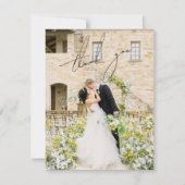 クラシックなモノクロ写真のエレガントな結婚式 サンキューカード (正面)