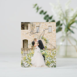 クラシックなモノクロ写真のエレガントな結婚式 サンキューカード