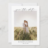 クラシックなモノクロ写真のエレガントな結婚式 セーブザデート (正面)