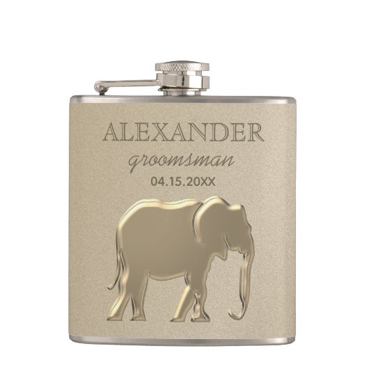 クラシックなモノグラムのゴールドの groom の仲間たち フラスク (正面)