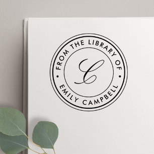 クラシックなモノグラムのブックプレート セルフインキングスタンプ