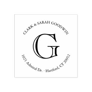 クラシックなモノグラムの差出人住所のスタンプ ラバースタンプ
