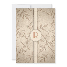 クラシックなモノグラムの花柄 豪華な結婚式の招待状