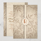 クラシックなモノグラムの花柄 豪華な結婚式の招待状 招待状 (正面/裏面)