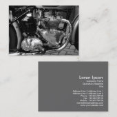 クラシックなモーターバイクエンジン、小型写真 名刺 (正面/裏面)