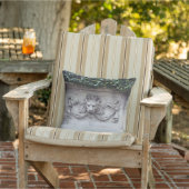 クラシックなライオンの頭の建築レリーフ グレー アウトドアクッション (椅子)