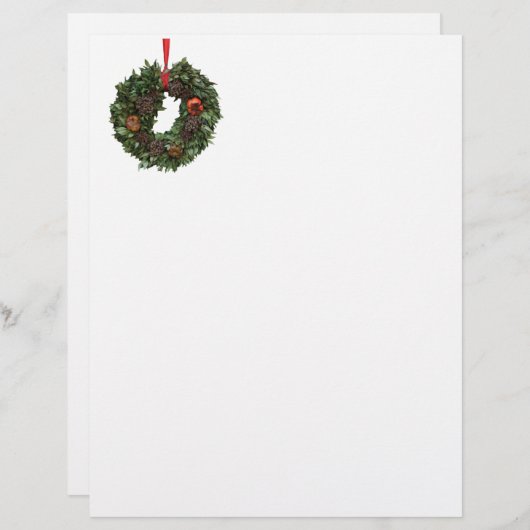 クラシックなリースのクリスマスの手紙 (正面/裏面)