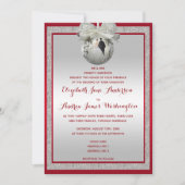 クラシックなルビーレッド＆スパークリーな宝玉のクリスマスウェディング 招待状 (正面)