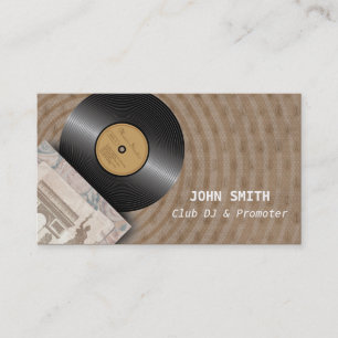 クラシックなレコードクラブDJの音楽業界カード 名刺