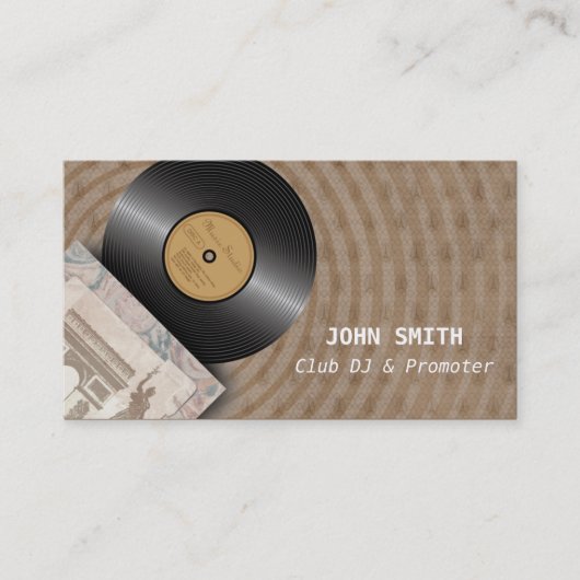 クラシックなレコードクラブDJの音楽業界カード 名刺 (正面)