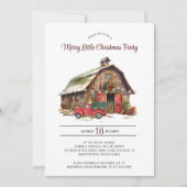 クラシックなレッドトラックと納屋のクリスマス パーティー シーズンカード (正面)