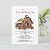 クラシックなレッドトラックと納屋のクリスマス パーティー シーズンカード (スタンド正面)