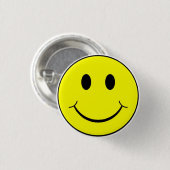 クラシックなレトロの70年代の黄色の幸せな顔ボタン 缶バッジ (正面&裏面)