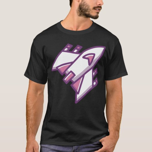 クラシックなレトロゲームの宇宙船 楽しい Tシャツ (正面)