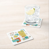 クラシックなレトロ スクエアペーパーコースター (インサイチュ)