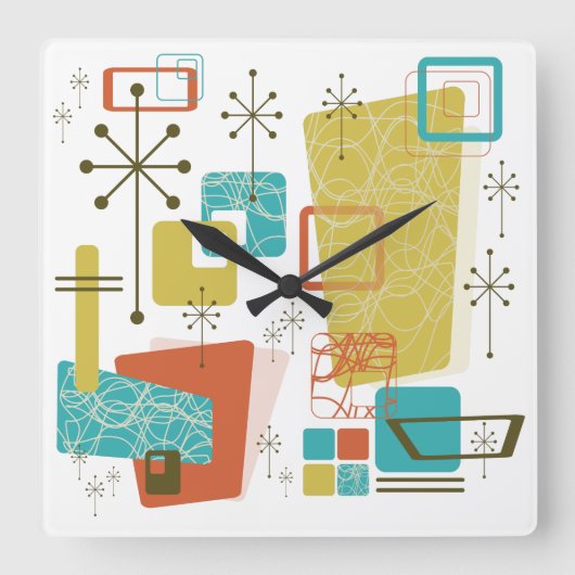 クラシックなレトロ スクエア壁時計 (正面)