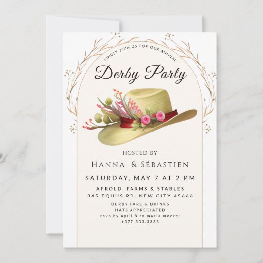 クラシックなレースデーのお祝い 招待状 (正面)