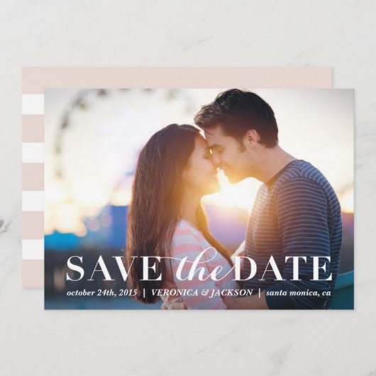 クラシックなロマンスの写真の保存日付カード セーブザデート (正面/裏面)