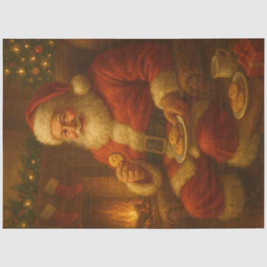 クラシックなヴィンテージのクリスマス サンタのためのクッキー 薄葉紙 (正面)