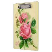 クラシックなヴィンテージのスタイルのピンクのバラのクリップボード クリップボード (左)