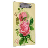 クラシックなヴィンテージのスタイルのピンクのバラのクリップボード クリップボード (右)