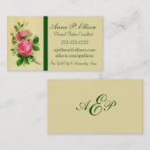 クラシックなヴィンテージのスタイルのピンクのバラの名刺 名刺 (正面/裏面)