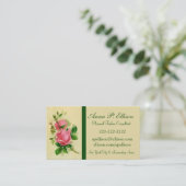 クラシックなヴィンテージのスタイルのピンクのバラの名刺 名刺 (スタンド正面)