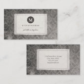 クラシックなヴィンテージのダマスク織のモノグラム(灰色の真珠) 名刺 (正面/裏面)
