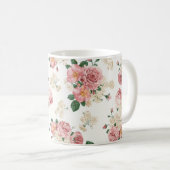 クラシックなヴィンテージのピンクのバラのマグ コーヒーマグカップ (正面右)