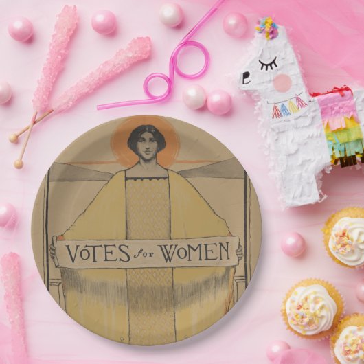 クラシックなヴィンテージの女性の投票Boye選挙権ポスター ペーパープレート (パーティー)