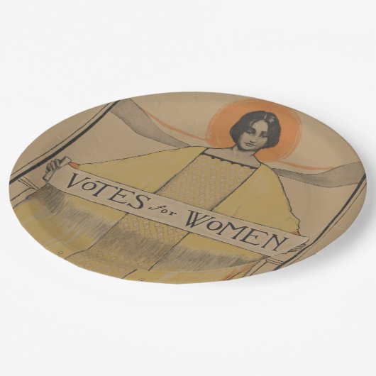 クラシックなヴィンテージの女性の投票Boye選挙権ポスター ペーパープレート (アングル)