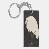 クラシックなヴィンテージの日本のukiyo-e白いクレーン芸術 キーホルダー (正面左)