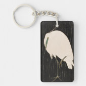 クラシックなヴィンテージの日本のukiyo-e白いクレーン芸術 キーホルダー (正面)