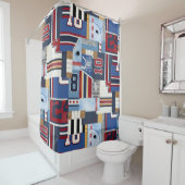 クラシックなヴィンテージの昔のアイスホッケーのテーマのワイシャツ シャワーカーテン (インサイチュ)