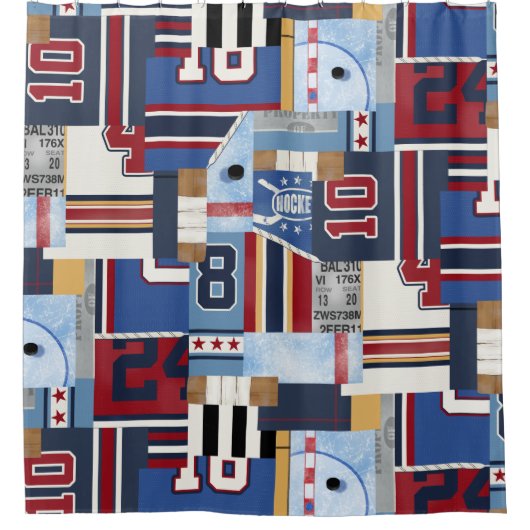 クラシックなヴィンテージの昔のアイスホッケーのテーマのワイシャツ シャワーカーテン (正面)