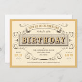 クラシックなヴィンテージの誕生日の招待状 招待状 (正面/裏面)