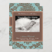 クラシックなヴィンテージの青色児の発表 案内状 (正面/裏面)