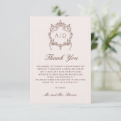クラシックなヴィンテージクレストの結婚式のお礼カード カード (スタンド正面)