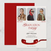 クラシックなヴィンテージ ファッション フォト コラージュ 卒業 招待状 (正面/裏面)