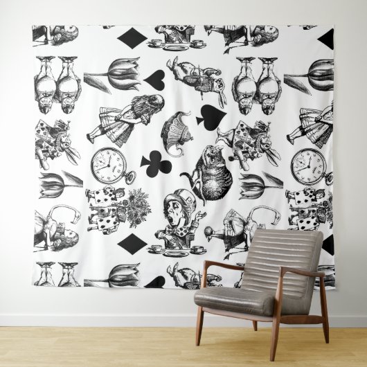 クラシックな不思議の国のアリスキャラクター:オリジナル タペストリー (インサイチュ(横))