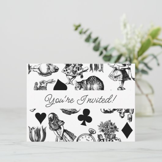 クラシックな不思議の国のアリスキャラクター:オリジナル 招待状 (スタンド正面)