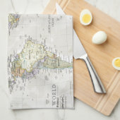 クラシックな世界地図 キッチンタオル (四つ折り)