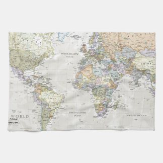 クラシックな世界地図 キッチンタオル