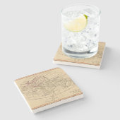 クラシックな世界地図 ストーンコースター (横)