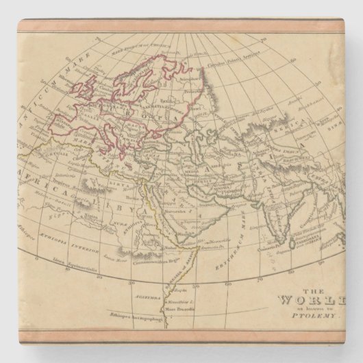 クラシックな世界地図 ストーンコースター (正面)