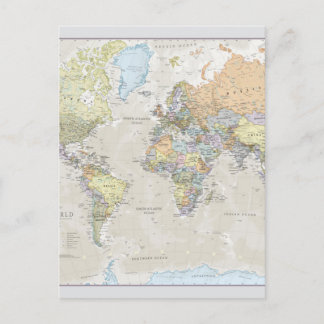 クラシックな世界地図 ポストカード