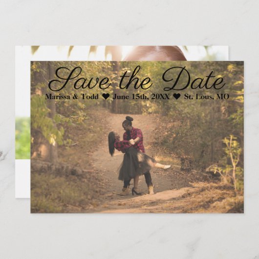 クラシックな両面の写真の保存日付 セーブザデート (正面/裏面)