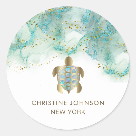 クラシックな丸いカメのロゴステッカー ラウンドシール (正面)